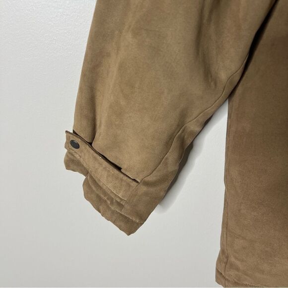 Alex Cannon Men’s Tan Wool Lined Faux Suede Zip Snap Down Jacket Size Large - Picture 7 of 9
